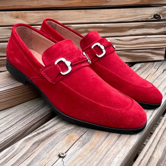 - Supply Lab Asher Red Suede Horsebit Loafers SZ 10! NEW! - Picture 1 of 16